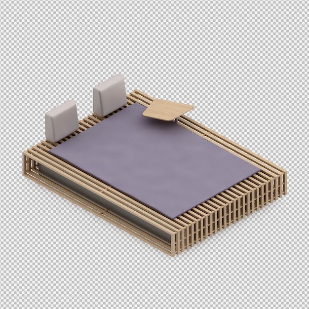 Render 3d de cama isométrica