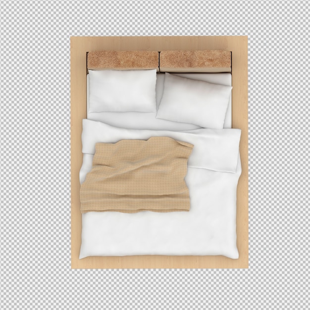 Render 3D de cama isométrica