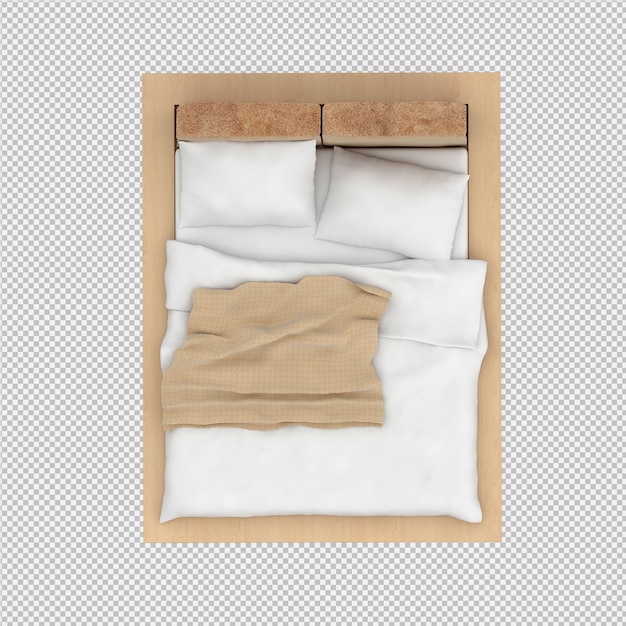 PSD render 3d de cama isométrica