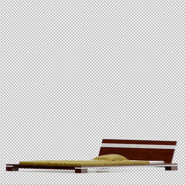 Render 3D de cama isométrica