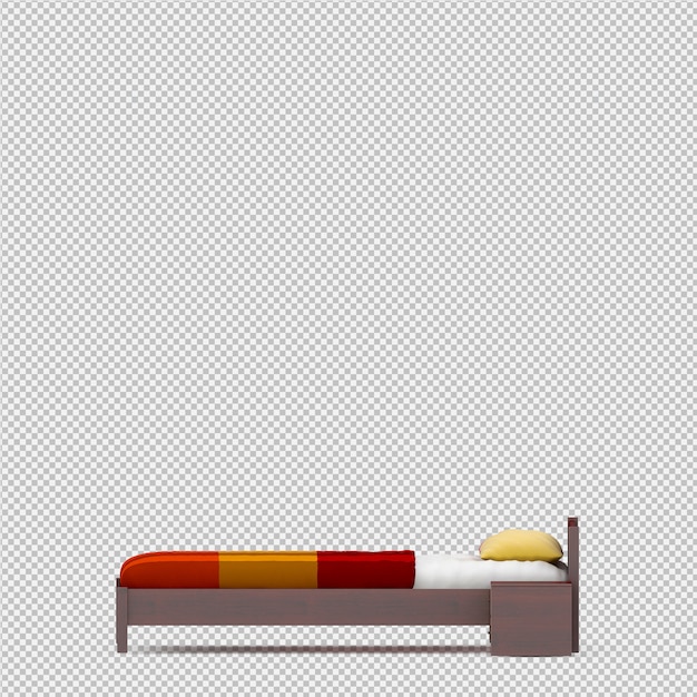 Render 3D de cama isométrica