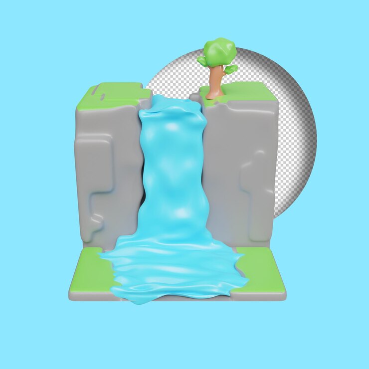 PSD render 3d de cascada