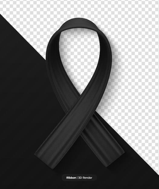 Render 3D de cinta negra de luto oficial