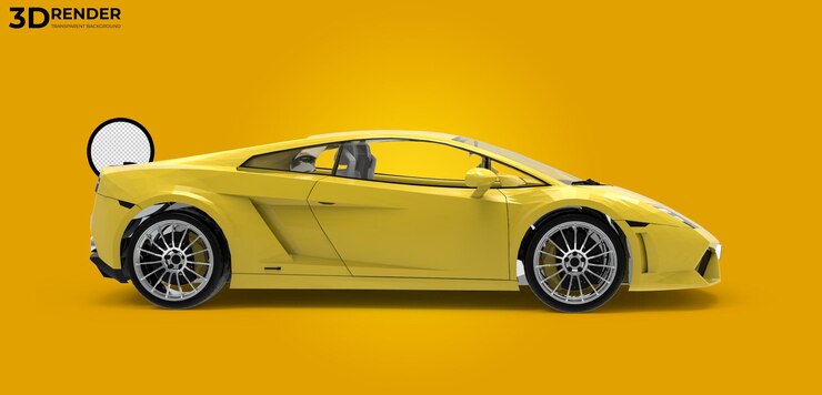 PSD render 3d coche deportivo fondo transparente