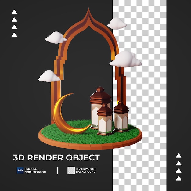 PSD render 3d del concepto islámico de mubarak ramadan