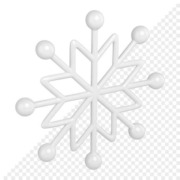 PSD render 3d de copo de nieve blanco con adorno de cristal de navidad