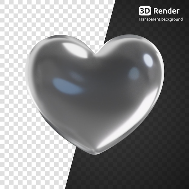 Render 3D de corazón de cristal