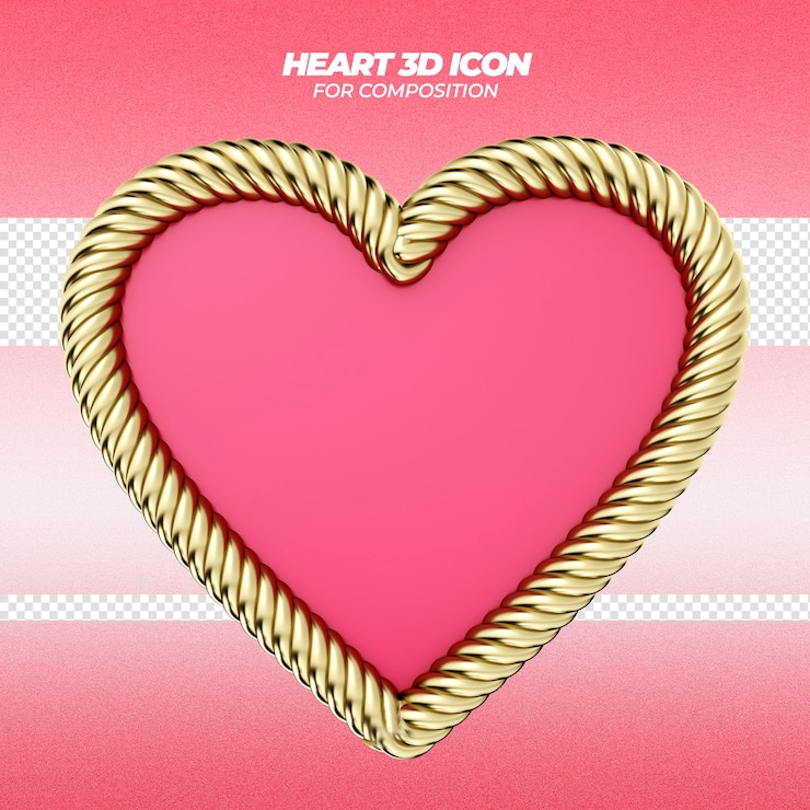 PSD render 3d de corazón con textura para el día de san valentín