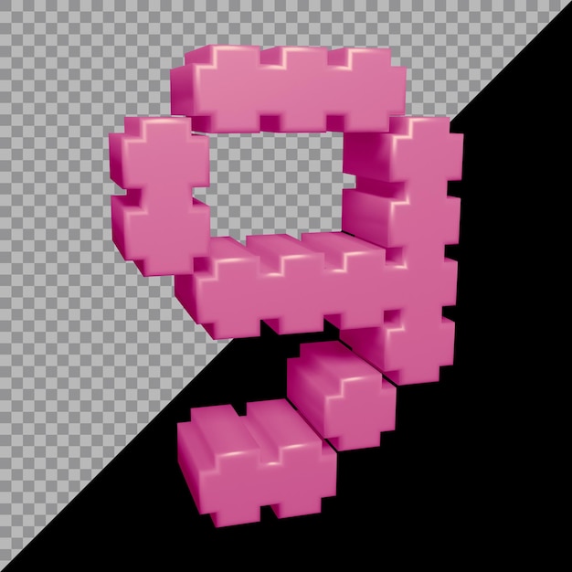Render 3D dari angka 9