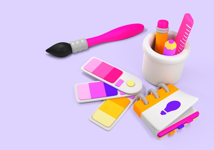 PSD render 3d dari desain grafis