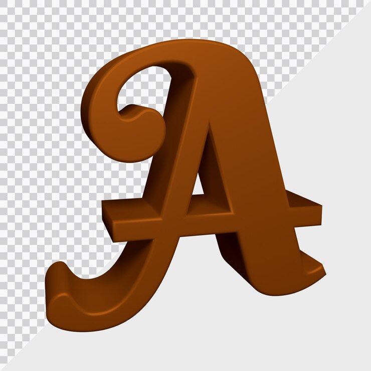 PSD render 3d dari huruf alfabet a