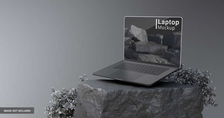 Render 3D dari mockup Laptop