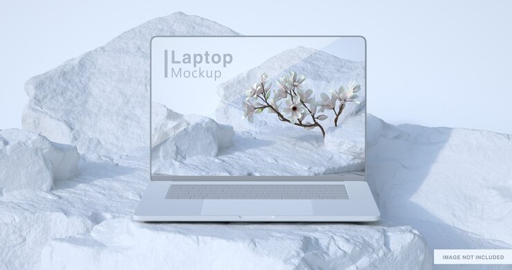 Render 3D dari mockup Laptop