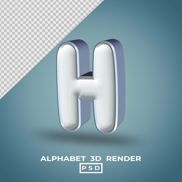 Render 3D dell'alfabeto bianco argento colore