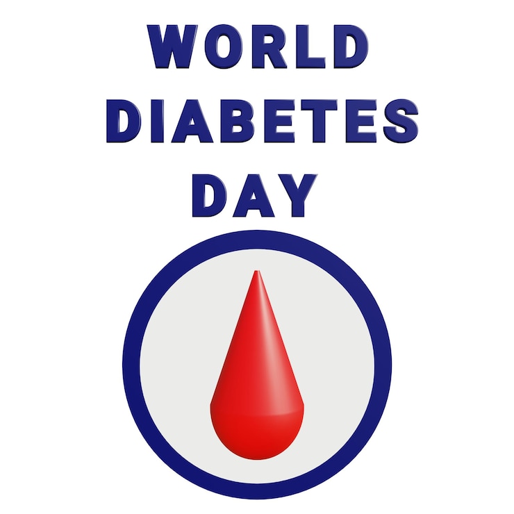PSD render 3d dell'icona della giornata mondiale del diabete