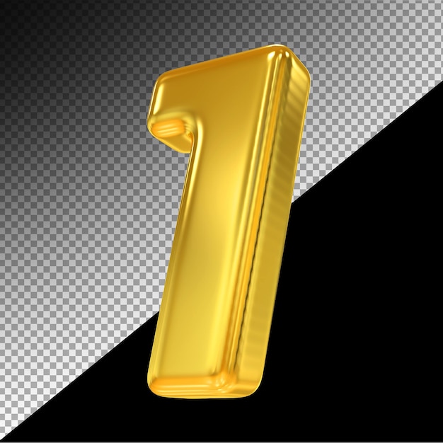 Render 3D di lusso in oro numero 1