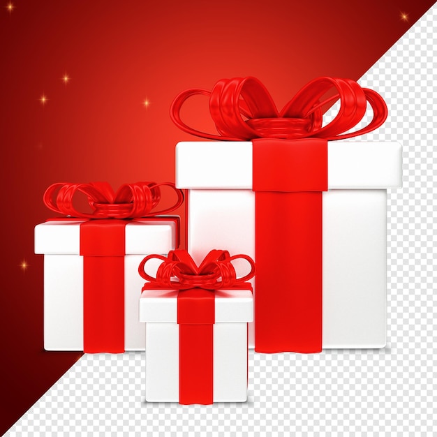 Render 3D di scatola regalo di Natale rossa isolata