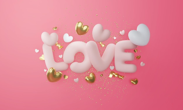 PSD render 3d del día de la mujer con amor texto 3d