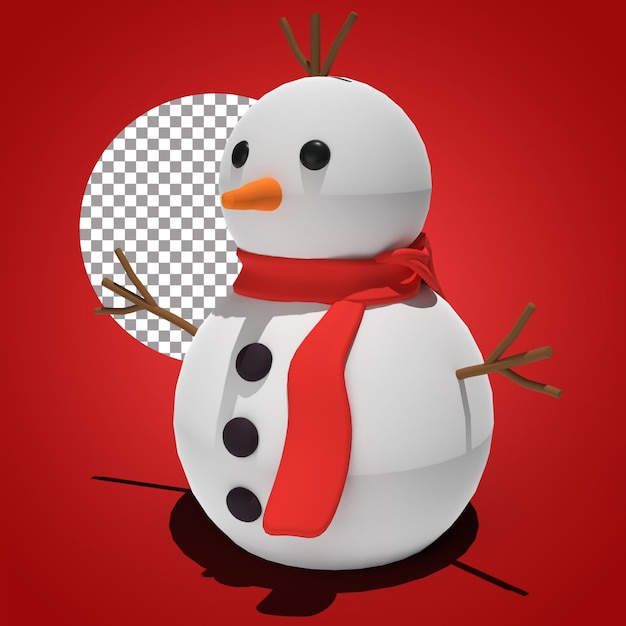 Render 3d de dibujos animados de Navidad de muñeco de nieve