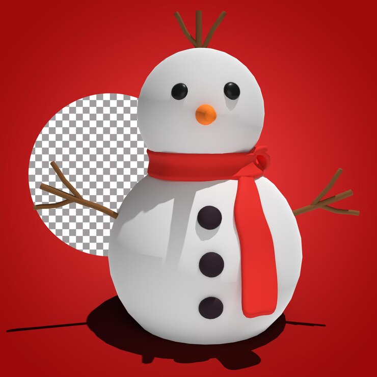 PSD render 3d de dibujos animados de navidad de muñeco de nieve