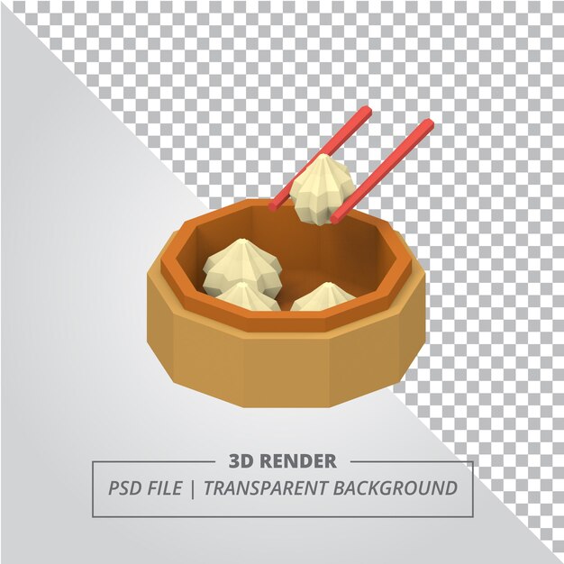 PSD render 3d de dimsum de poly bajo