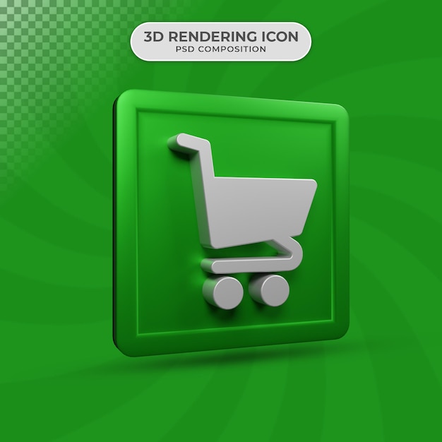 Render 3D de diseño de icono de carro de tema de comercio electrónico