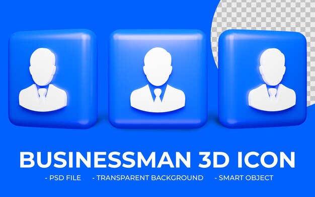 Render 3D Diseño de icono de usuario o empresario
