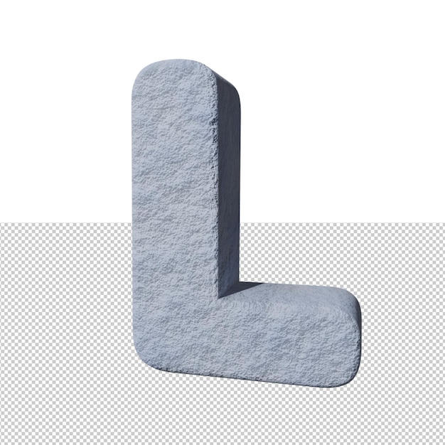 Render 3d de efecto de texto de nieve de letra L