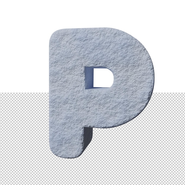 Render 3d de efecto de texto de nieve de letra P