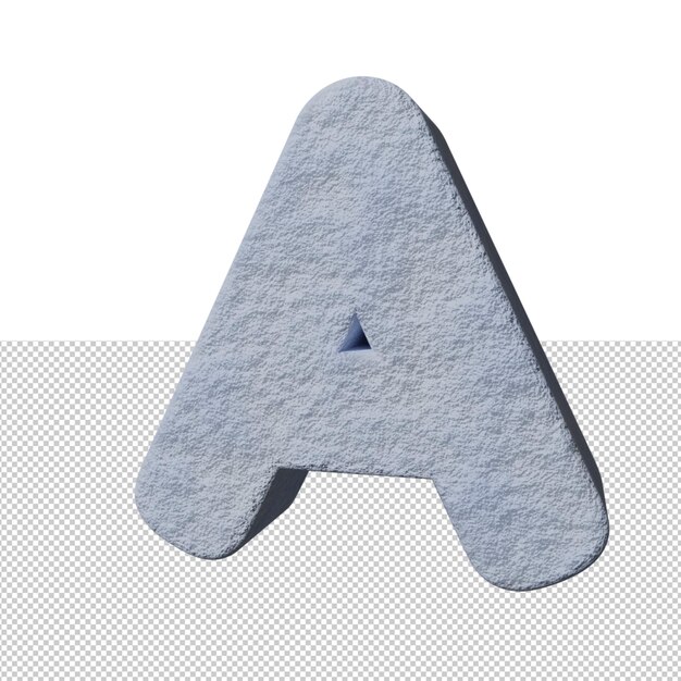 Render 3d de efecto de texto de nieve de letra A