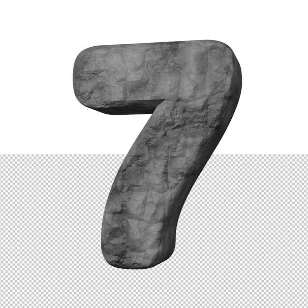 Render 3d de efecto de texto de piedra número 7
