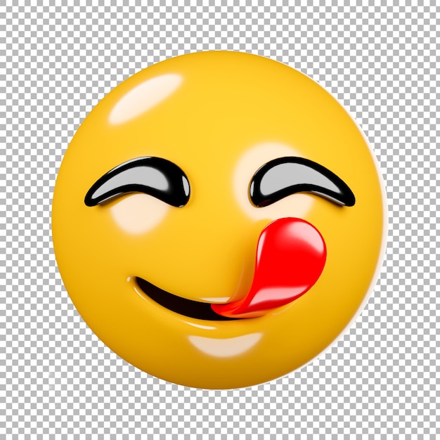Render 3D de emoji o emoticon con fondo transparente, trazado de recorte.