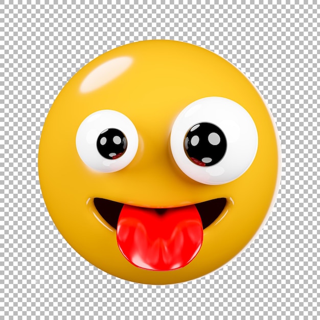 Render 3D de emoji o emoticon con fondo transparente, trazado de recorte.