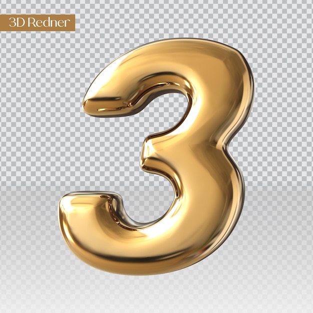Render 3d de estilo dorado número 3