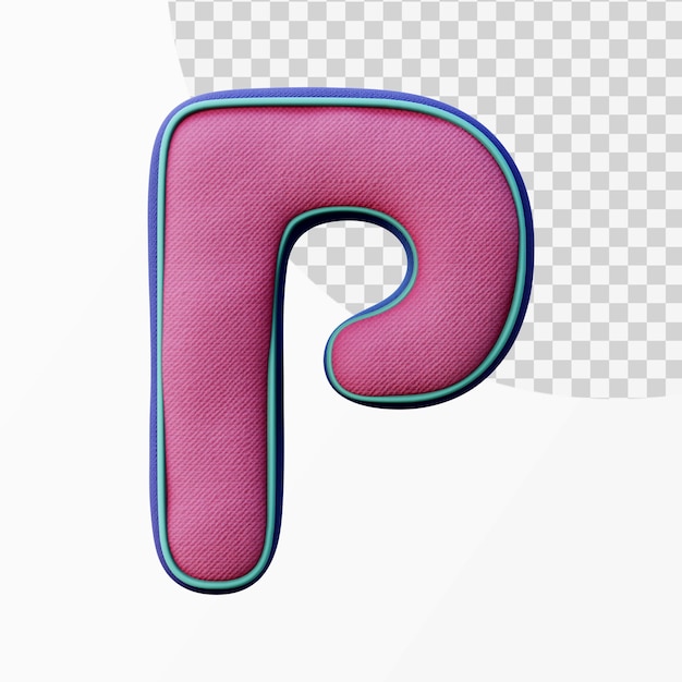 Render 3d de estilo de renderizado de tela de letra del alfabeto