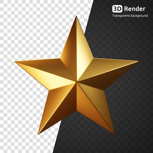 Render 3d de estrella de oro aislado