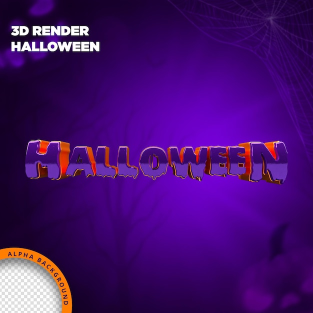 PSD render 3d de etiqueta de halloween para composición