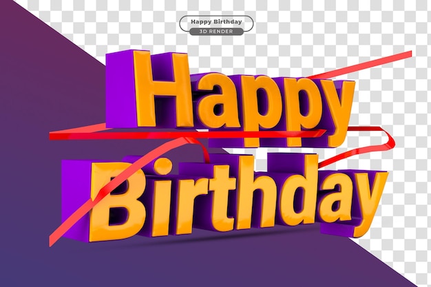 Render 3D de feliz cumpleaños con material plástico