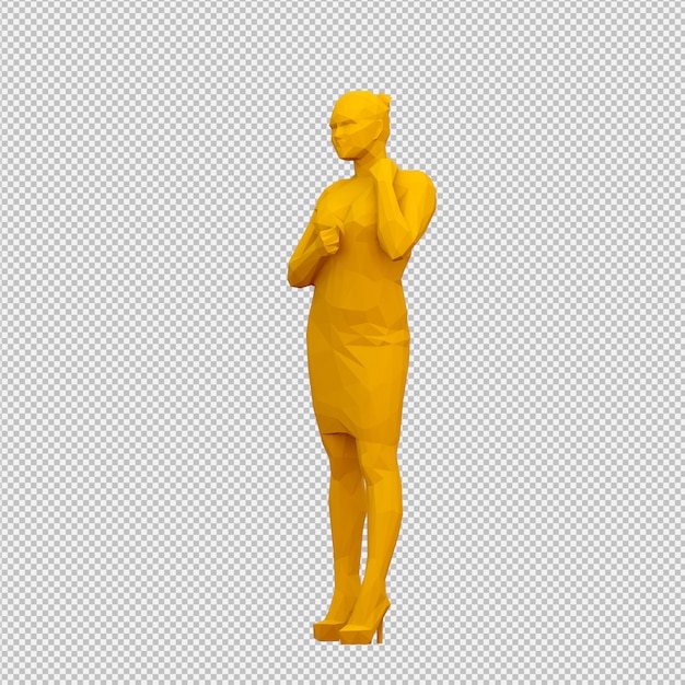 PSD render 3d feminino isométrico