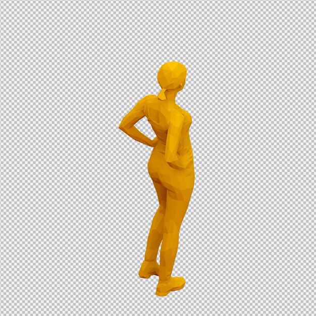 PSD render 3d feminino isométrico