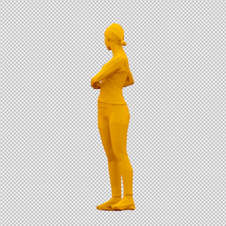 PSD render 3d feminino isométrico