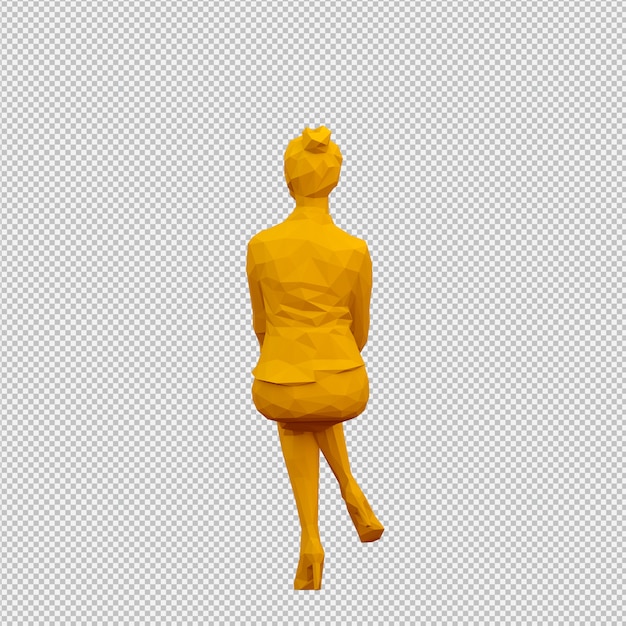 PSD render 3d feminino isométrico