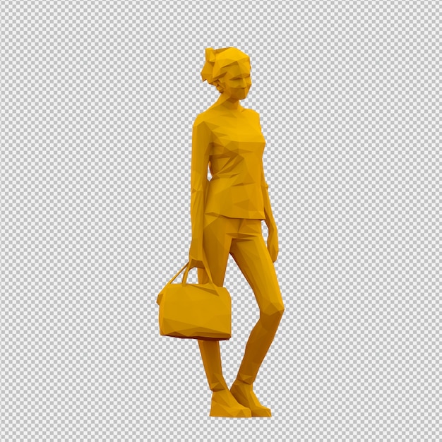 PSD render 3d feminino isométrico