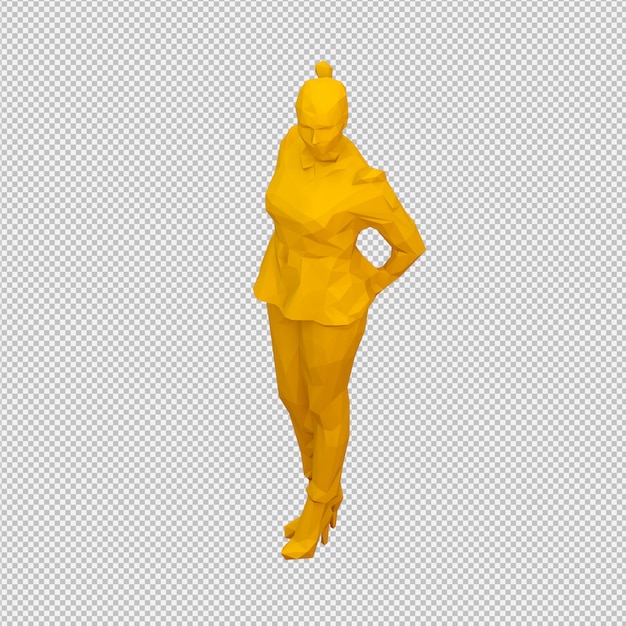 PSD render 3d feminino isométrico