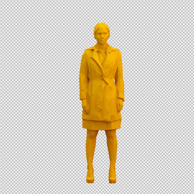 PSD render 3d feminino isométrico