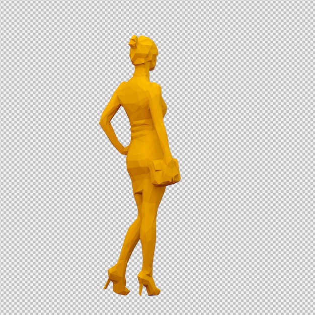 PSD render 3d feminino isométrico