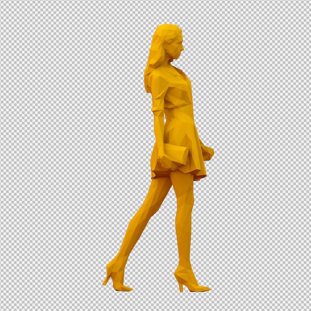 PSD render 3d feminino isométrico