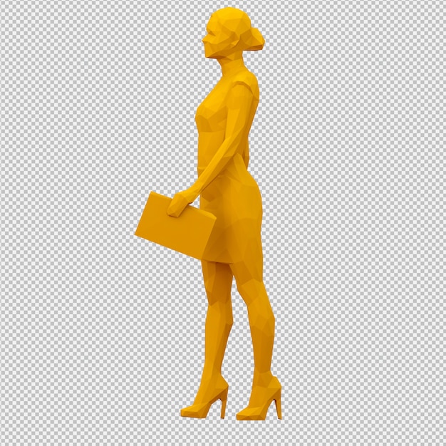 PSD render 3d feminino isométrico