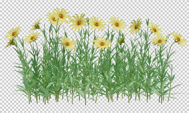 PSD render 3d de flores con hojas