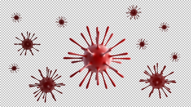 PSD render 3d fondo aislado del virus corona